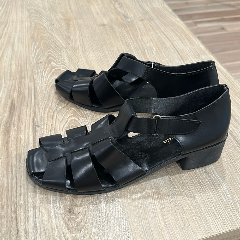 Women's black leather fisherman sandals Shoes